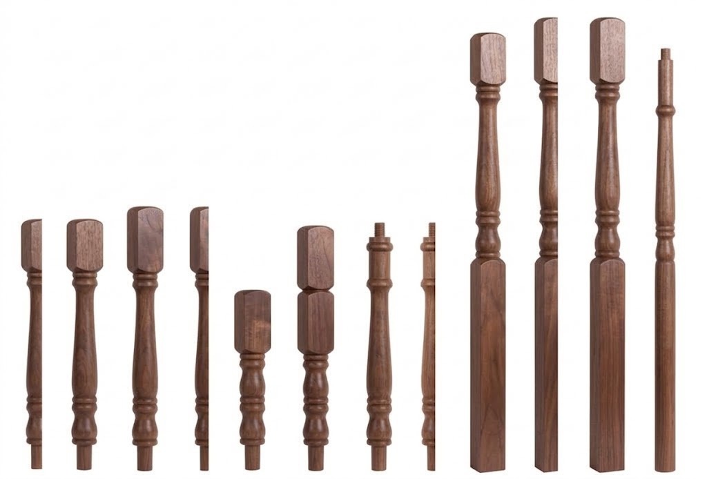 Walnut Turned Georgian Newels